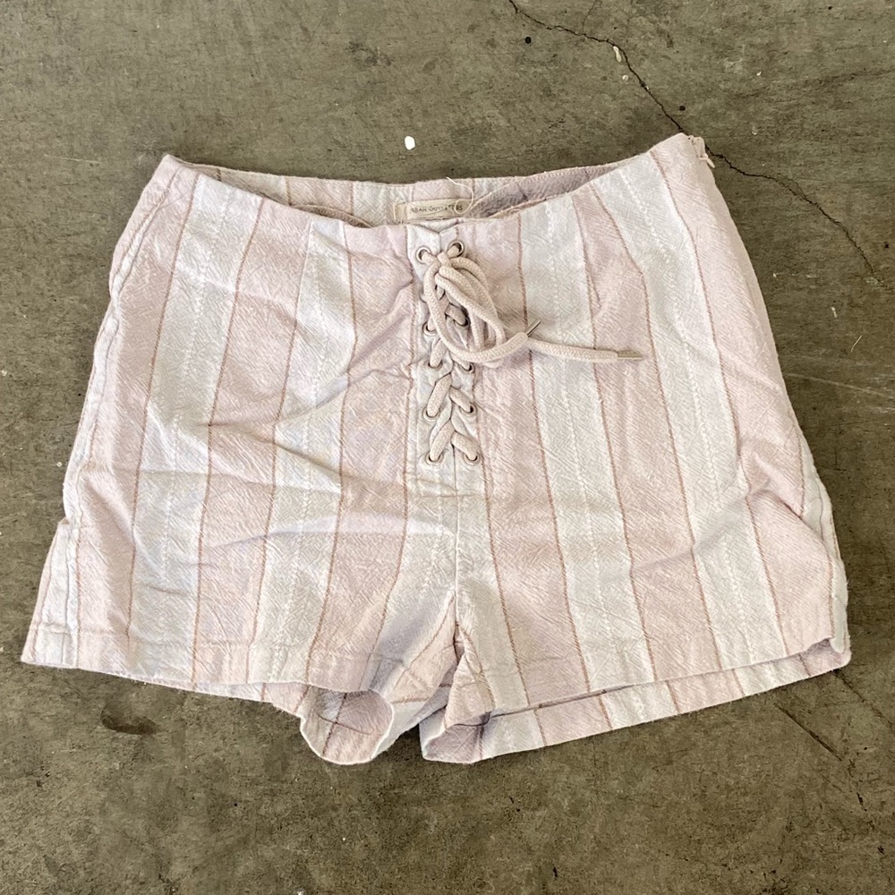 High-Waisted Cream Cotton Shorts